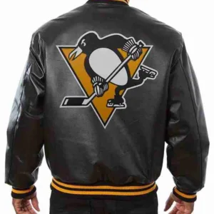 Pittsburgh Varsity Penguins Black Leather Jacket