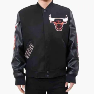 Chicago Bulls Logo Varsity Black Jacket
