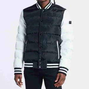 Puffer Quilted Varsity Black Jacket