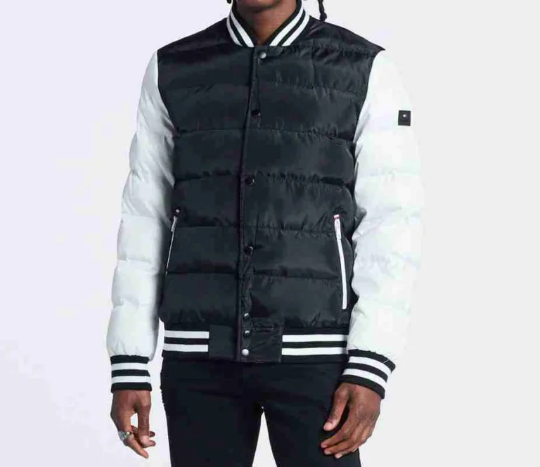 Puffer Quilted Varsity Black Jacket