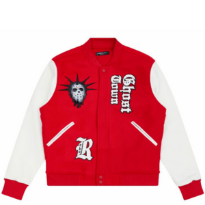 Red Ghost Town Varsity Wool Jacket