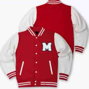 Red M Letterman Baseball Varsity Jacket