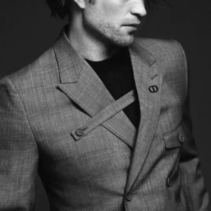 Robert Pattinson Brown Checkered Blazer