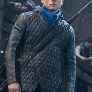 Robin Hood Taron Egerton Quilted Hoodie Coat