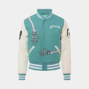 Rod Godspeed Skull Varsity Teal Jacket