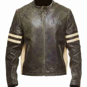 Royal Enfield Cafe Racer Brown Leather Jacket