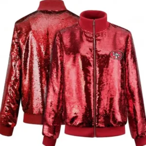 SF 49ers Full Zipper Sequined Jacket