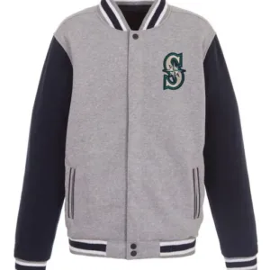 Seattle Mariners Varsity Navy Blue and Gray Jacket