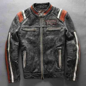 Skull Heater Gang Biker Leather Jacket