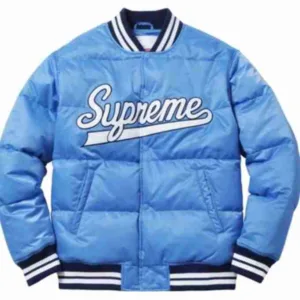 Unisex Puffy Blue Varsity Jacket