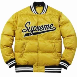Unisex Puffy Yellow Varsity Jacket