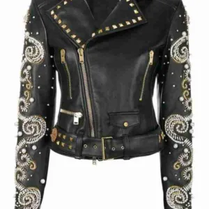 Swarovski Crystal Embellished Biker Jacket
