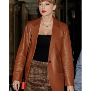 TAYLOR SWIFT BROWN LEATHER BLAZER
