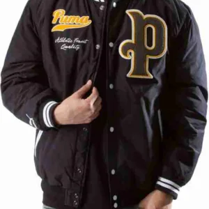 Team Letterman Black Bomber Jacket