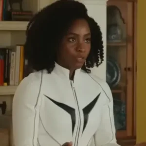The Marvels 2023 Teyonah Parris White Leather Jacket