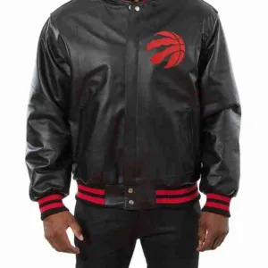 Toronto Varsity Raptors Black Leather Jacket
