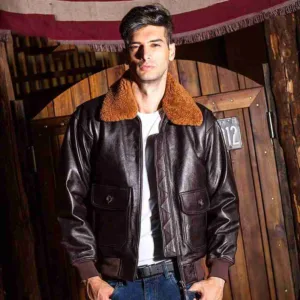 U.S Navy G-1 Military Flight Brown Leather Jacket