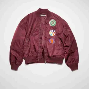 USA Burgundy Bomber Polyester Jacket