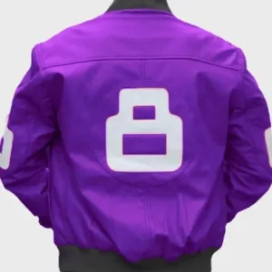 Unisex 8 Ball Purple Bomber Leather Jacket