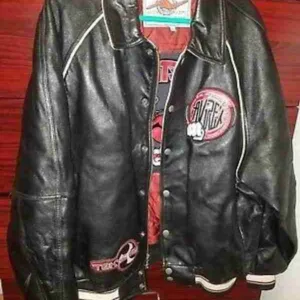 Unisex Black Leather Bomber Jacket