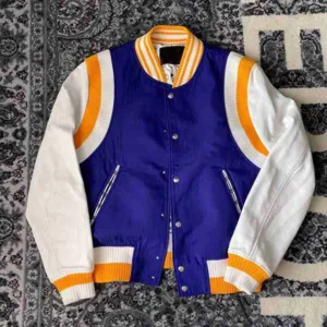 Unisex Leather Sleeve Bomber Jacket