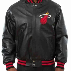 Varsity Miami Heat Black Leather Jacket