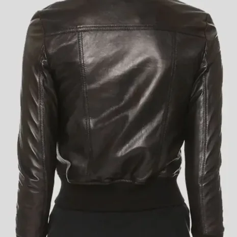 WOMENS BLACK LEATHER BOMBER JACKET1 WOMENS BLACK LEATHER BOMBER JACKET