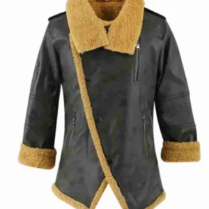 Waterproof Fleece Leather Black Jacket