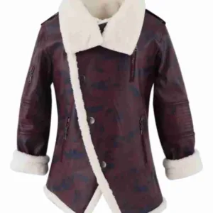 Waterproof Fleece Leather Maroon Jacket