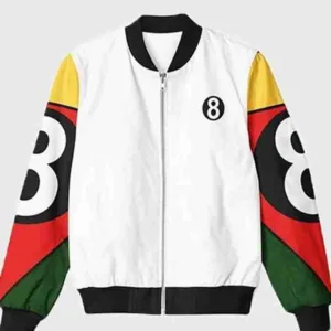 White 8 Ball 90s Bomber Jacket