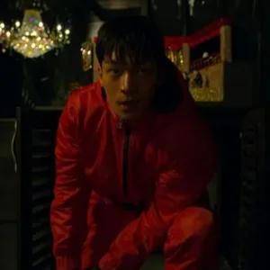 Wi Ha-Joon Squid Game Red Hooded Jacket