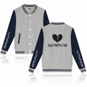 Xxxtentacion Baseball Uniform Broken Heart Gray Jacket