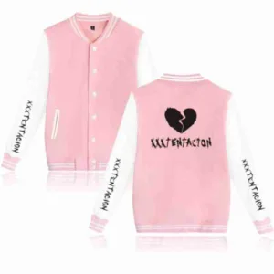 Xxxtentacion Baseball Uniform Broken Heart Pink Jacket