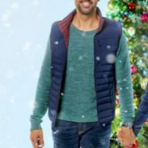 You Me And The Christmas Tree Benjamin Ayres Blue Quilted Vest