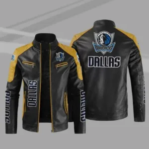 Black White Dallas Mavericks Block Leather Jacket