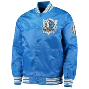 Blue Dallas Mavericks Varsity Satin Full Snap Jacket