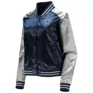 Dallas Cowboys Navy and Grey NFL Satin Jacket