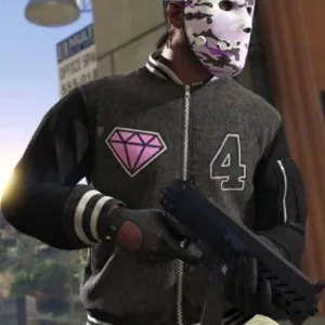 GTA 6 Panther Grey Varsity Jacket