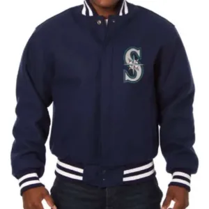 Seattle Mariners Jeff Hamilton Navy Varsity Wool Jacket