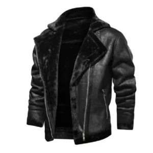 Mens Aviator Bomber Fur Jacket