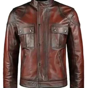 Mens Cafe Racer Distressed Jacket