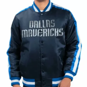 NBA Team Dallas Mavericks Navy Blue Satin Jacket