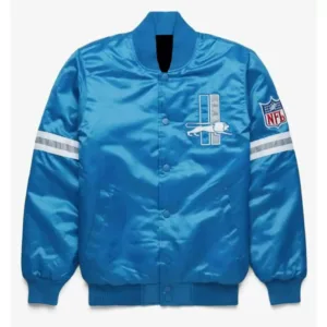 NFL Blue Detroit Lions Satin Jacket