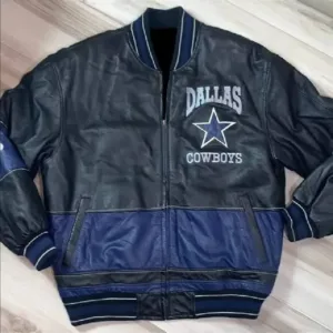 NFL Dallas Cowboys Black And Blue Leather Jacket
