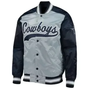 NFL Dallas Cowboys Gray And Navy Satin Jacket