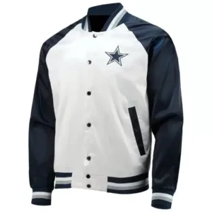 NFL White And Navy Blue Dallas Cowboys Satin Jacket