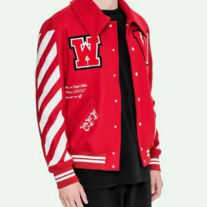Varsity Off-White Red Wool Jacket
