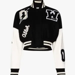 Off White Black and White Cropped Varsity Jacket
