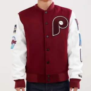 Retro Team Philadelphia Phillies Varsity Burgundy Jacket