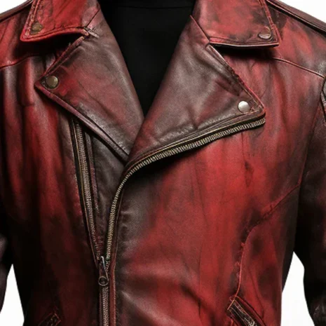 red 3 Men's Bloody Red Leather Jacket